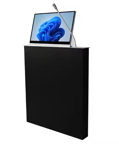 Sistemas de reuniones sin papel con mesa elevadora y monitor motorizado